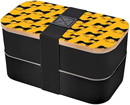 allgobee Nagy Bento Box Japán-Shiba-Inu-Narancs Ebéd Doboz Evőeszköz Készlet 40oz Japán Bento Box