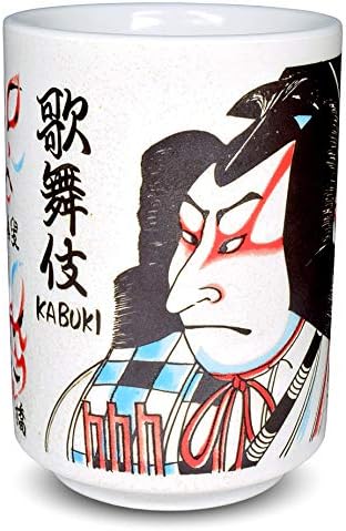 Japán Yunomi Sushi Tea Csésze Mino Ware, Kabuki Matsuoumaru Nyomtatás