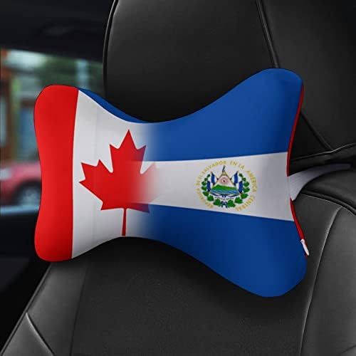 Kanada El Salvador Zászló Autós nyakpárna 2 Csont Alakú Auto Fejtámla Párna Párna Utazási Autó Haza Dekoratív