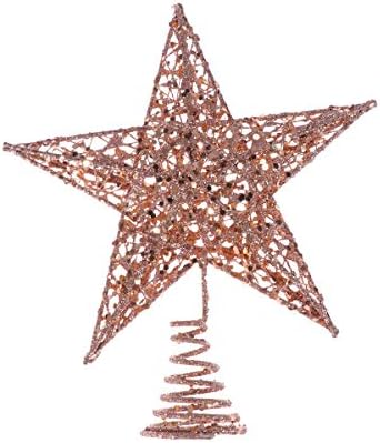 FUNZZY karácsonyfa Csillag Topper Csillogó Csillag Treetop a karácsonyfa Díszítéssel (rózsaszín Arany) 25cm