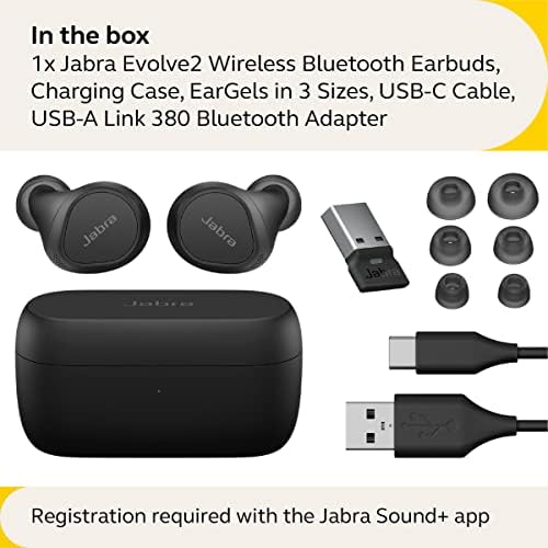 Jabra Evolve2 Igaz Vezeték nélküli Fülhallgató - in-Ear Bluetooth Fülhallgató, Aktív zajszűrés MultiSensor Hang Technológia - Hiteles,