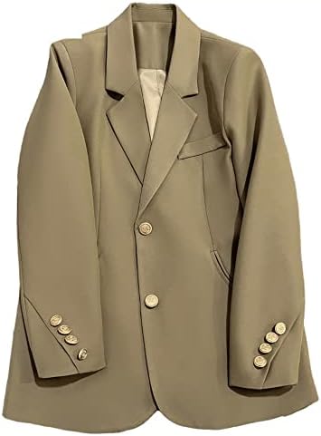 LANG XU ÜVEG Vintage Blézer Kabát Női Rovátkolt, Hosszú Ujjú egysoros Laza Outwear Tavaszi Ruházat