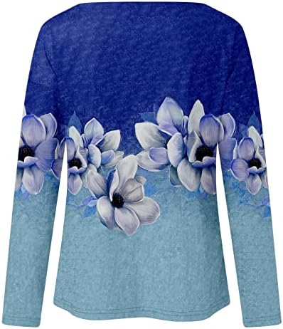 Royal Kék Tini Lányok Tee Gradiens Poppy Virág Nyomtatás Vékony Tunika Felső Kombiné Hosszú Ujjú Tshirt Legénység Nyak Villásreggeli Tee 2023