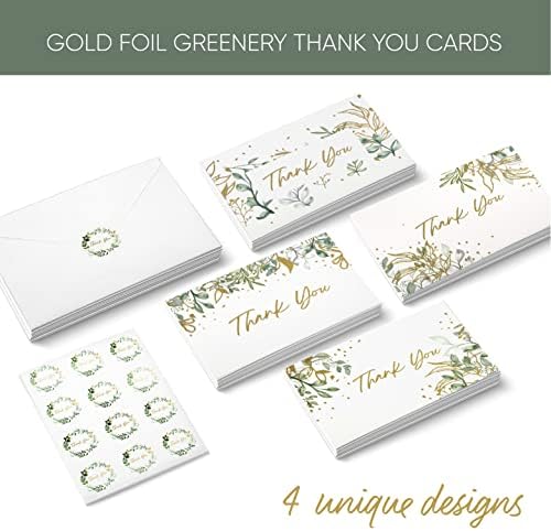 100 Csomag Zöld Arany Köszönöm Kártyák , Köszönöm, Kártya, Matrica, Boríték , Köszönöm Kártyák Tömeges Baba Zuhany Kártya , lánybúcsú