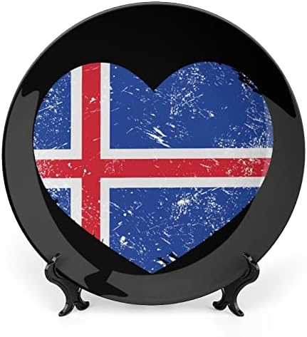 Izland Szív Retro Zászló Kerámia Díszítő Lemezek Állni Csont Kína Lógó Díszek Desszert Tányér
