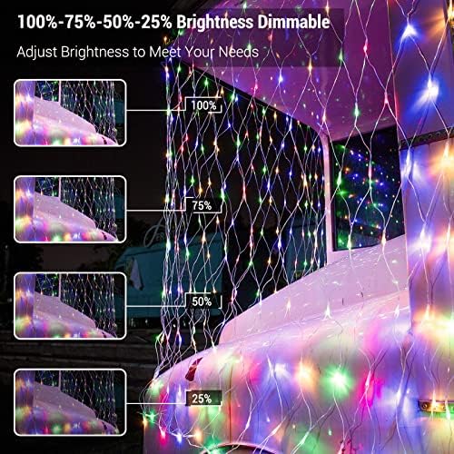 BrizLabs 33ft 100 LED-es színváltó Karácsonyi Fények + 11.8 ft x 4.9 ft 360 LED Karácsonyi Nettó Fények Többszínű, 8 Módok Csatlakoztatható