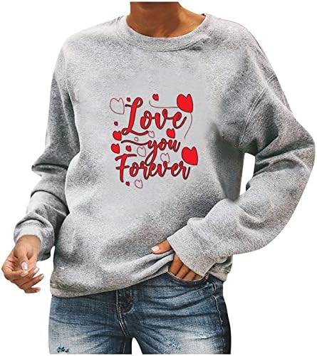 Szeretlek Foever Női Hosszú Ujjú Legénység Nyak Maximum Valentin-napi Ajándék a Nyomtatás Blúz Felső Esik Alkalmi Laza Tunika Tshirt
