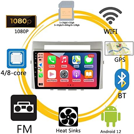 Android 12 Autó Sztereó Rádió Toyota Verso 2004-2009 az Apple Carplay Android Automata, Bluetooth kihangosító, GPS Navigációs WiFi Fm USB,