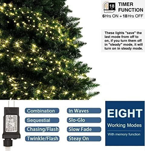 Meleg Fehér Ünnep String Fények, Csillogás Karácsonyi Fények Kültéri Beltéri Tiszta Vezeték Csatlakoztatható,66FT 200 LED Tündér Fény