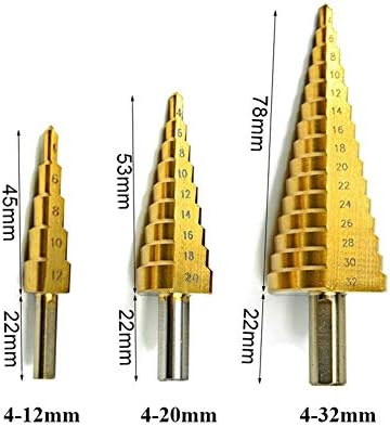 Faipari Lépés Fúró Metrikus Spirális Groove Pagoda alakú Lyuk Marószerszám A Központ Ütés 4-12/20/32 mm HSS Acél Cone Drill