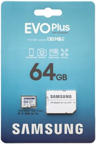 Samsung MicroSDXC 64GB EVO Plus Memória Kártya Dolgozik a Samsung Telefonok A02s, A02, A32, A12-es Galaxy Sorozat Class 10 (MB-MC64KA) Csomag