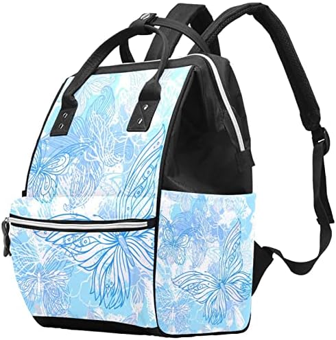 GUEROTKR Utazási Hátizsák, Pelenka táska, Hátizsák Táskában, Pillangó, Virág Virág Művészi Kék