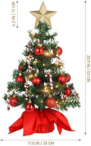 PartyKindom Mini karácsonyfa Mesterséges karácsonyfa, Ünnepi Parti Nyaralás Hamis Fa Asztali LED String Fény Lógó Díszek Kis karácsonyfa