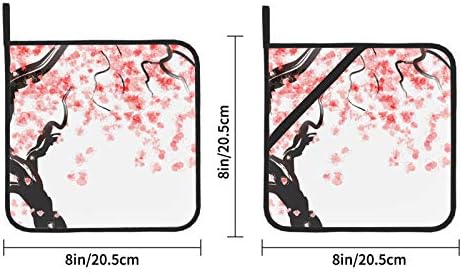 Japán Cseresznyefa Virága Akvarell Meleg Párna Konyha hőálló Edény tartó Zseb, 2 Db Konyhai készlet 8×8 Hüvelykes Sütés-Főzés