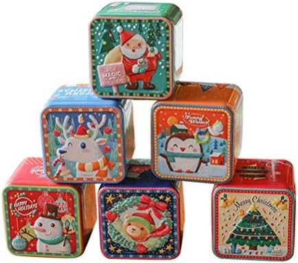 Amosfun Karácsonyi Süti Doboz Jar Candy Tinplate Tároló Konténerek Karácsonyi Keksz Konzervdoboz Karácsonyra újévi Party kellék