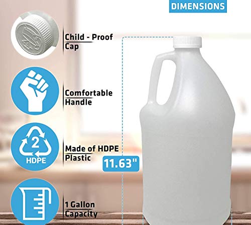1 Literes, Kerek Műanyag Flakont Kap, HDPE (4 -Pack) Újrafelhasználható, Élelmiszer-Biztonság, BPA Mentes, nagy teherbírású Konténerek