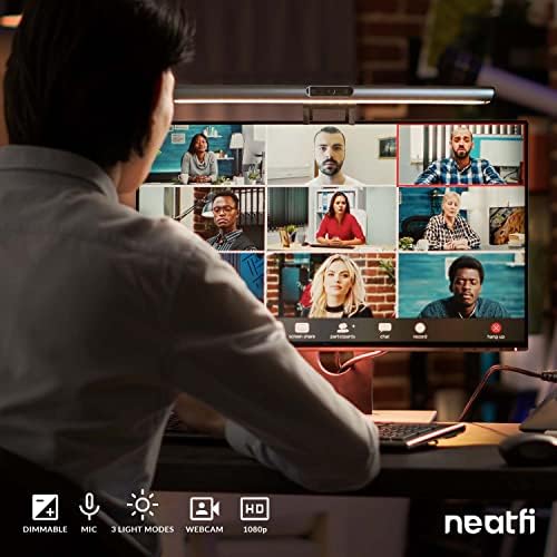 (Új Modell) Neatfi Monitor Fény, Bár a 1080p HD Webkamera, 15.8-Es Fém Árnyékban, LED Lámpa, Szabályozható, 3 Fény Mód, 2800-5500K