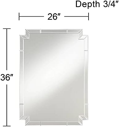 Possini Euro Design Redi Téglalap alakú Hiúság Dekoratív Fali Tükör Modern Ferde Tiszta Szögletes spórol Tükrözött Keret 26 Széles Fürdőszoba