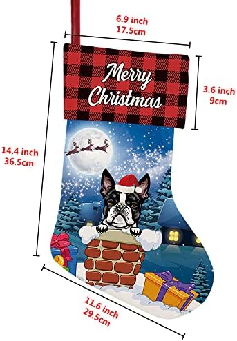 MALIHONG 1 Csomag Személyre szabott Karácsonyi Vörös Bivaly Kockás Harisnya, Gyönyörű német Juhász Kutya Hópehely Otthon Dekoráció,