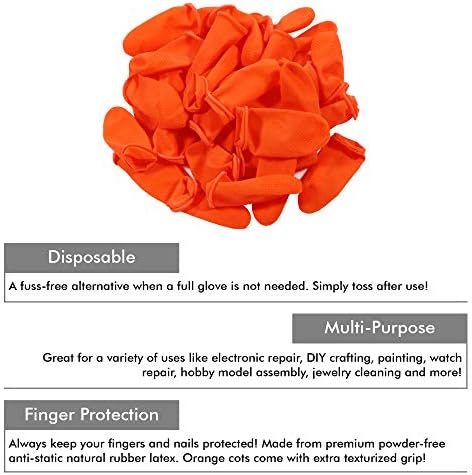 Egyszer használatos Latex Ujját Kiságy 100-as (Nagy) Narancs Anti-Csúszásmentes, antisztatikus Gumi Ügyében Védő Kesztyű Ujj Elektronikus