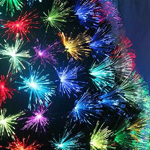 CAIXIN Mesterséges karácsonyfa Optikai Fa,Előre Világít Prémium Könnyű Összeállítás Szín Flash Karácsonyi Dekoráció Fém Állvány-Zöld