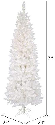 Vickerman 7.5' Szikrázó Fehér Fenyő Ceruza Mesterséges karácsonyfa, Világos, Dura-világít, Izzó - Lámpák, Faux Lucfenyő karácsonyfa - Szezonális