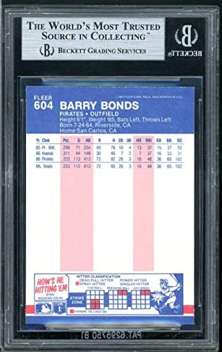 Barry Bonds Újonc Kártya 1987 Fleer Fényes 604 lenne beégés 9 (9 9 9 8.5)