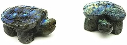 SEEWOODE AG216 1DB Természetes Labradorite Kristály Kőből Faragott Teknős Teknős Faragás Kézműves Figura Csakra Reiki Gyógyító Kő Ajándék