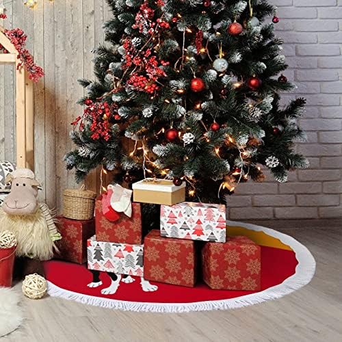 Boston Terrier karácsonyfa Mat Szoknya Fa Alap Fedezi Bojtos Holiday Party Karácsonyi Dekoráció 48x48