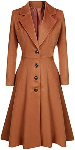 5665 Női Plus Size Borsó Kabát, Hosszú Hinta egyszínű Tunika hosszú Kabát Divat Hajtóka Gyapjú Outwear a egysoros