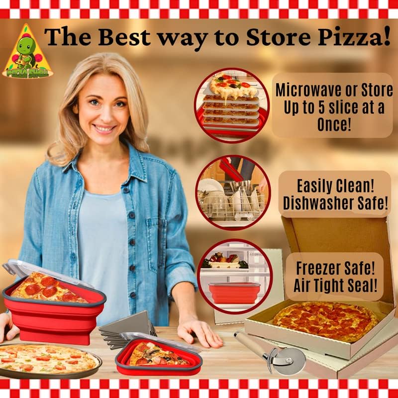 Pizza Shell™ - Pizza Tároló Konténer Összecsukható - Pizza Konténer Bővíthető Szilikon - Mikrohullámú Sütő & Mosogatógépben Mosható - Pizza