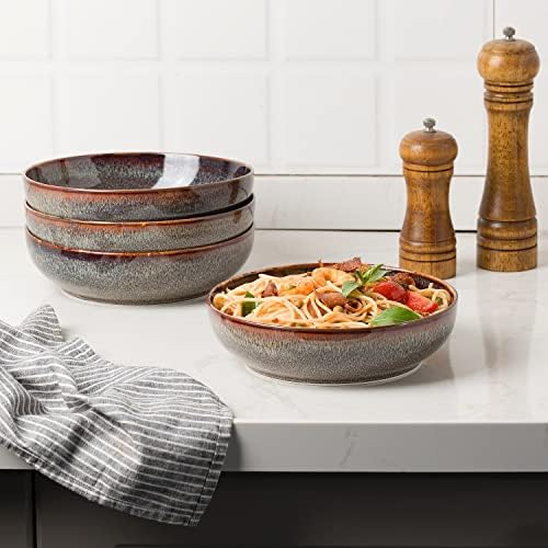 KYBSCZ 30oz Tészta bowl set - 8 z tál salátás tál készlet 4 - Nagy kerámia tálak - Vacsora tálak - Mikrohullámú sütő biztonságos