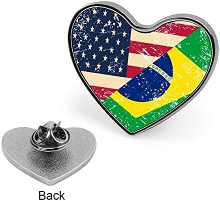 Amerikai, Brazil Retro Zászló Szív Melltű Aranyos Hajtóka nyakkendőtűt Kézműves Jelvényt Jelmez Kiegészítő
