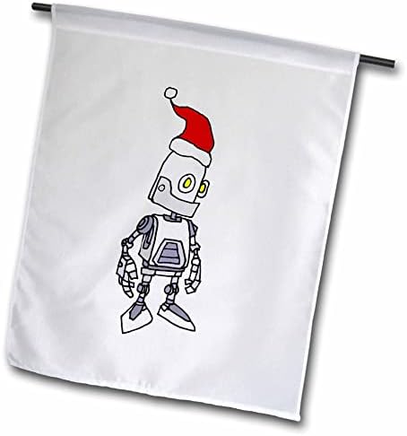 3dRose Aranyos, Vicces Robot Rajta Télapó sapka Karácsonyi Technológia Rajzfilm - Zászlók (fl_353829_2)