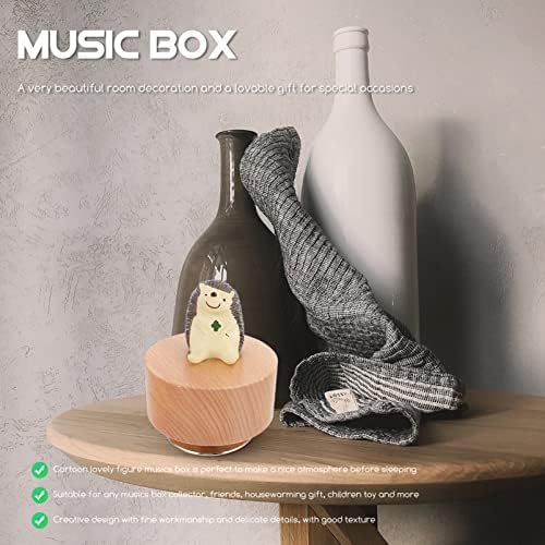 NUOBESTY Fa Dekoráció, Asztali Dekoráció, Asztali Dekoráció Fa Forgatás Music Box Sündisznó: Fesztivál Teljesítmény Forgatható Zene Doboz Ajándék