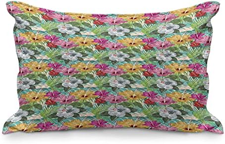 Ambesonne Trópusi Steppelt Pillowcover, Minta Közelről Egzotikus Szigeten Helyszín Hawaii ünnepek Hibiszkusz Növény, a Standard