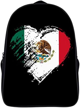 Grunge-os Mexikói Szív Zászló Utazási Hátizsák Esztétikai Bookbag Nehéz Daypacks Váll Táskám a Férfiak Iskolai Nők 16 Cm