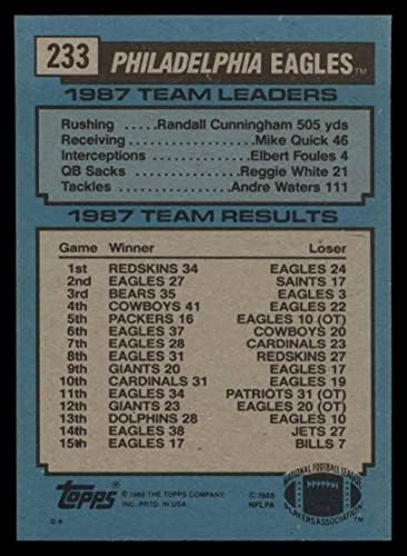 1988 Topps 233 Sasok Vezetők Randall Cunningham/Mike Gyors/Elbert Foules/Reggie White/Andre Vizek Philadelphia Eagles (Foci