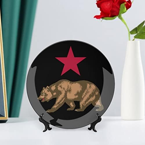 Kaliforniai Medve, Vörös Csillag Lóg Kerámia Dekoratív tábla Display Állvány Szabott Évforduló, Esküvői Ajándékok Pár Szülei