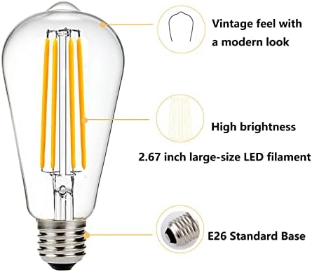 12V Edison-Izzó 60 watt Egyenértékű E26 Közepes Bázis 12V-os LED Izzó, AC/DC 12V-36V 6W Meleg Fehér 2700K Vintage Alacsony Feszültség