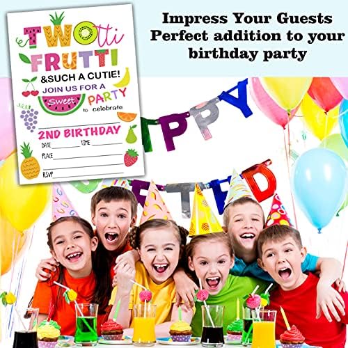 Tutti Frutti Kedves 2-án Születésnapi Meghívók-Gyümölcsök-Meghívó Kártya, Fordult 2 Szülinapi Parti Meghívó, a Gyerekek Fél Ünnep, 20 Kártyák